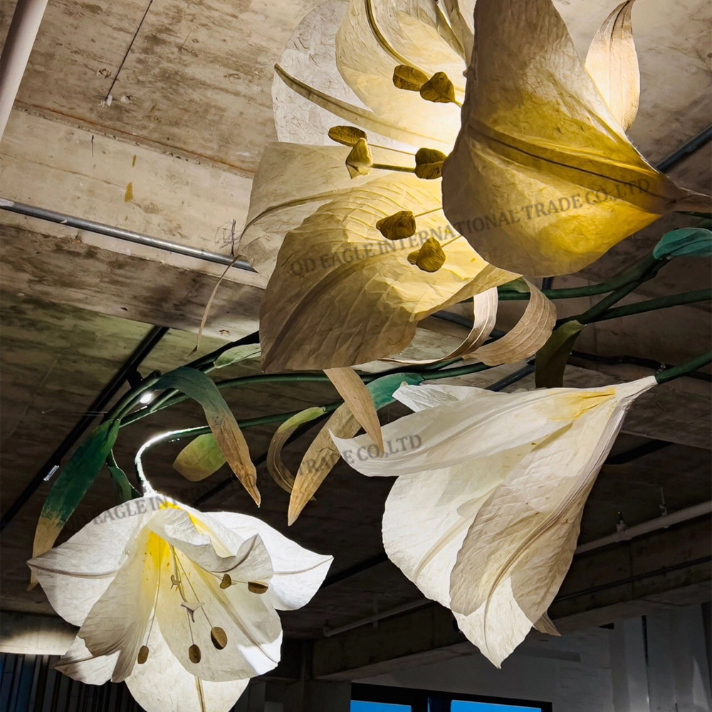 Giant paper lily flowers hanging available handmade lily with lights for wedding home event floral arrangements