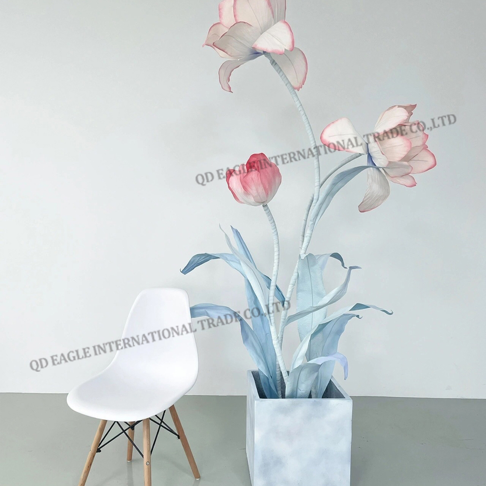 Giant flower faux paper tulip can be customized for Valentine's Day wedding decorations