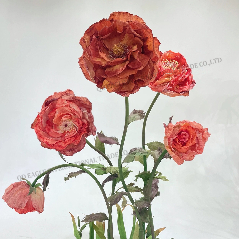 Hot selling design large head giant paper red color rose flower for party shopping mall home wedding event decoration