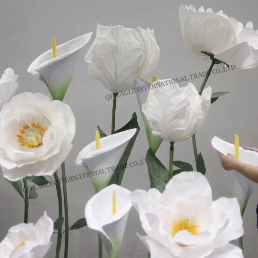 Giant flowers large size paper white color giant peony flowers for wedding event Art installation party Decoration