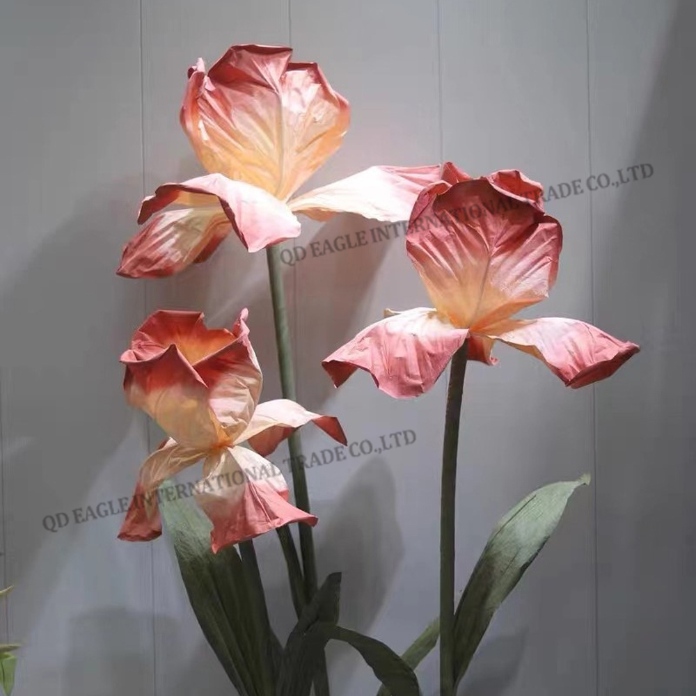 Big size elegant color artificial giant paper iris for home decor window display wedding decoration flowers