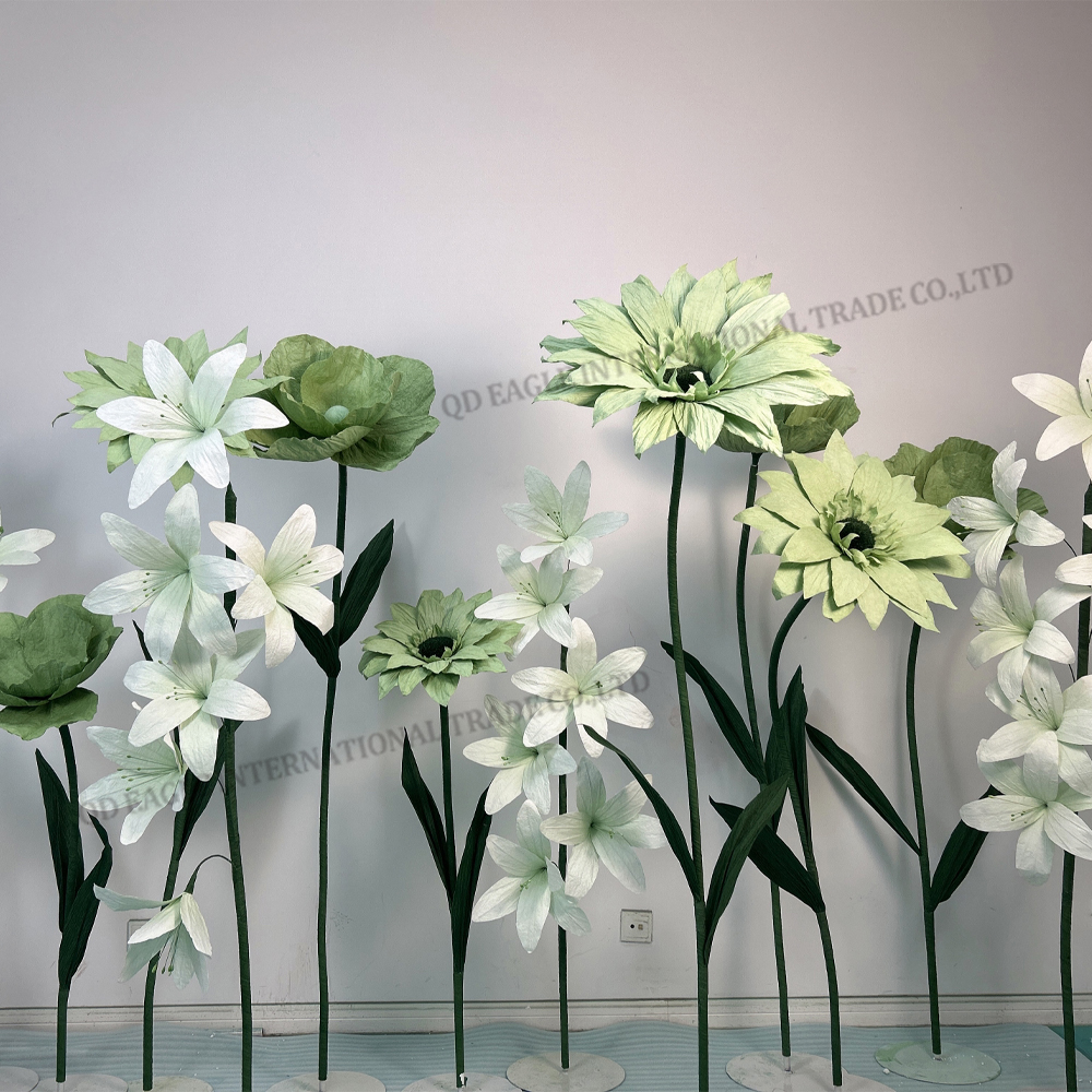 Wholesale simulation large size artificial giant paper green and white color sunflower flower for wedding supply home Photographic prop decor