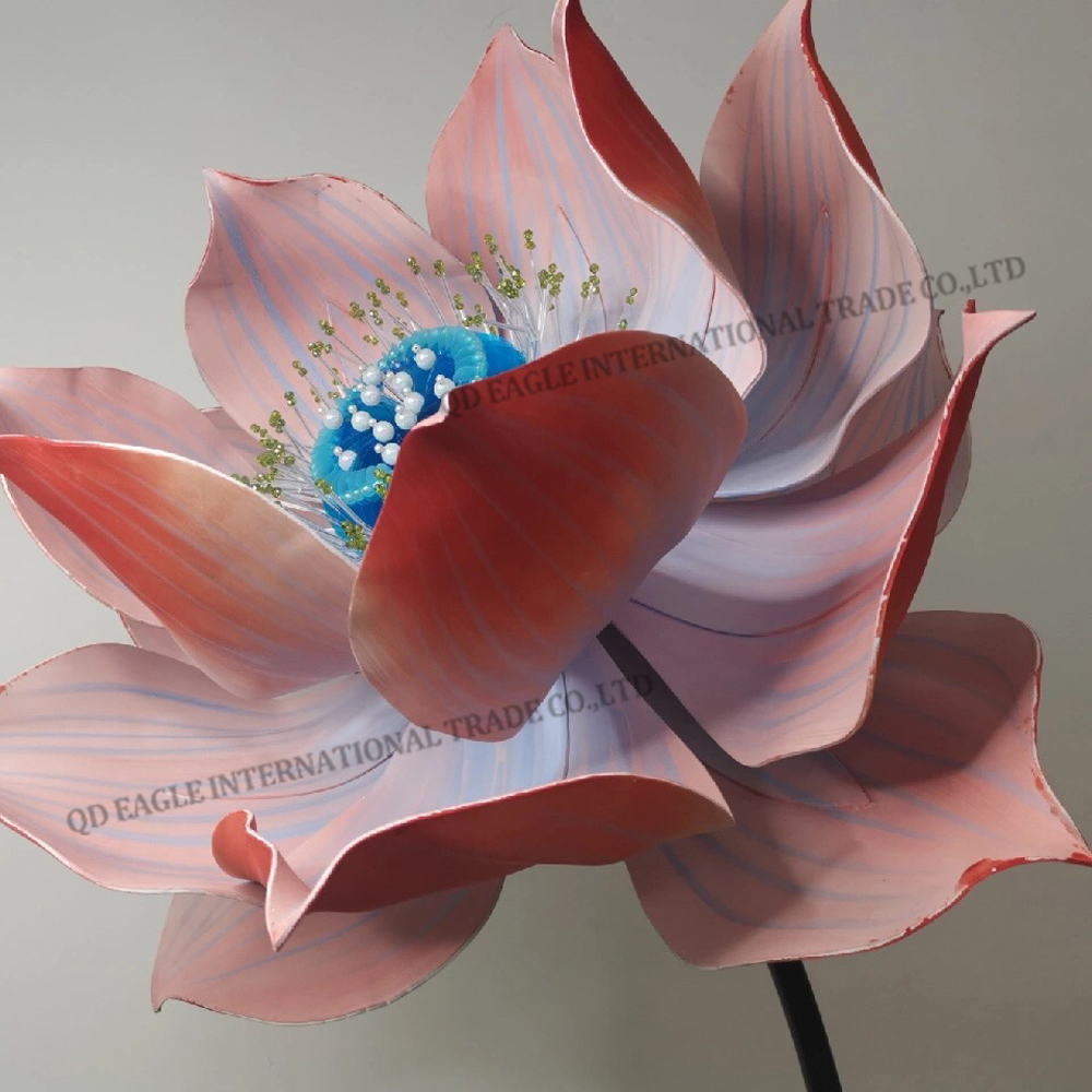 Upscal artificial flowers adorned with brillant pearls giant EVA foam lotus flower for indoor outdoor decoration.