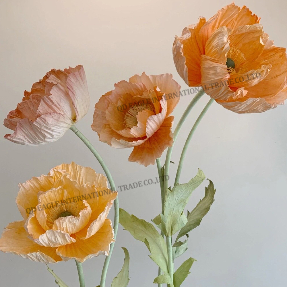 Customized orange color giant paper poppy flowe...