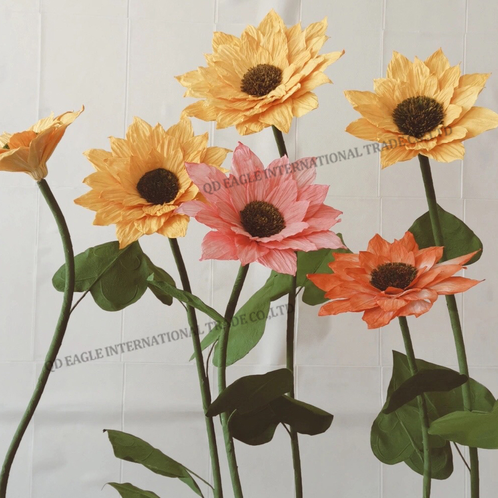 Handmade giant paper sunflowers set
