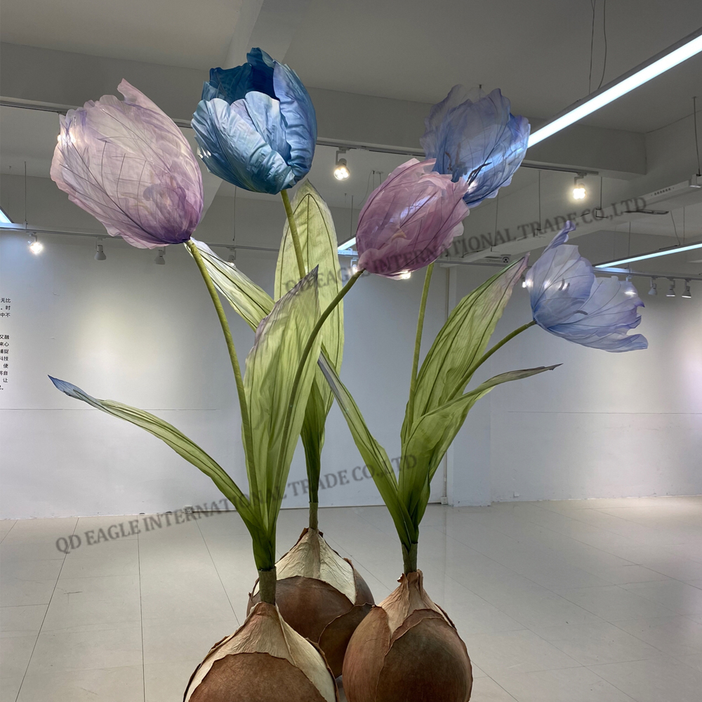 Giant silk tulips group garlic ball hand made huge flowers