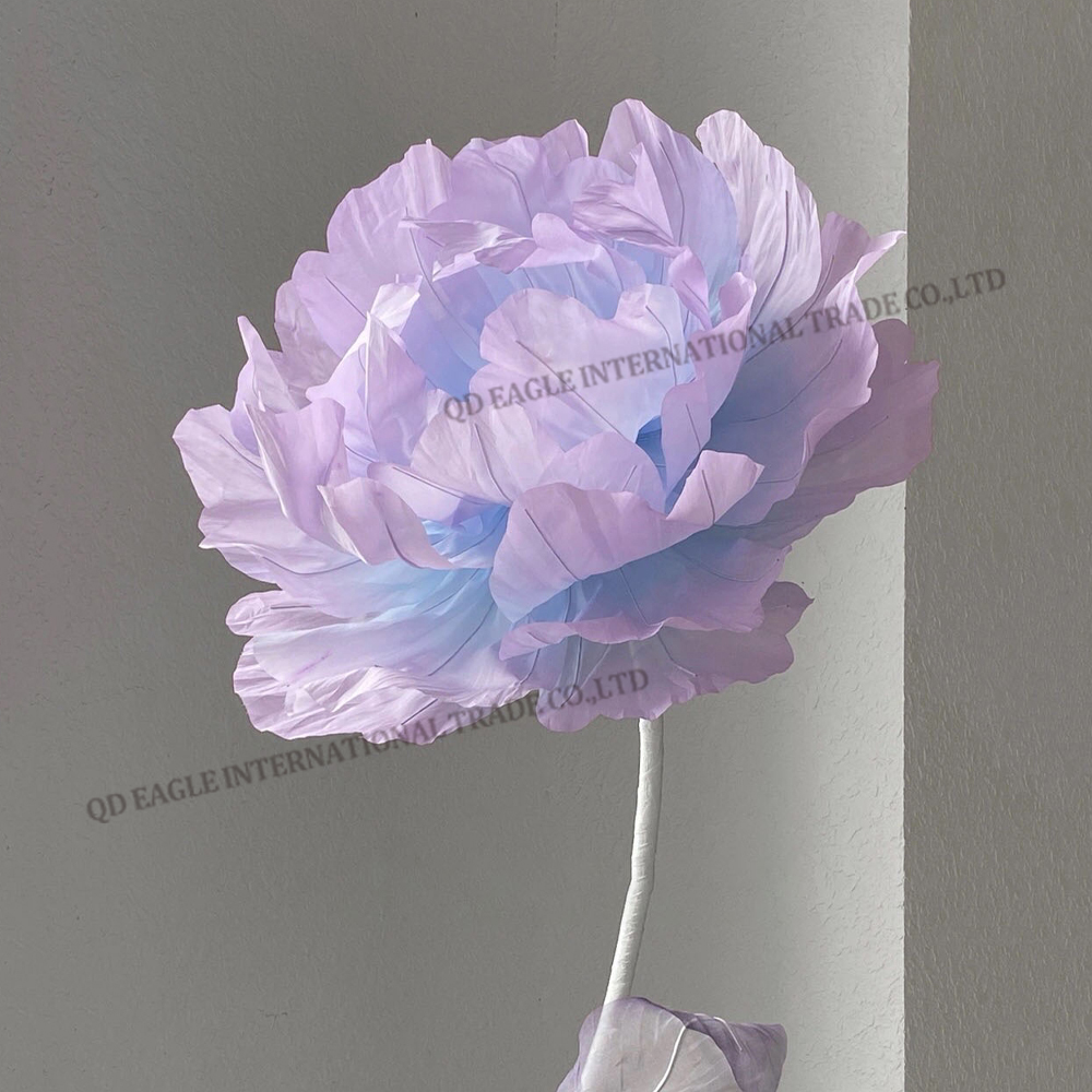 Gradient purple handmade silk peony flower
