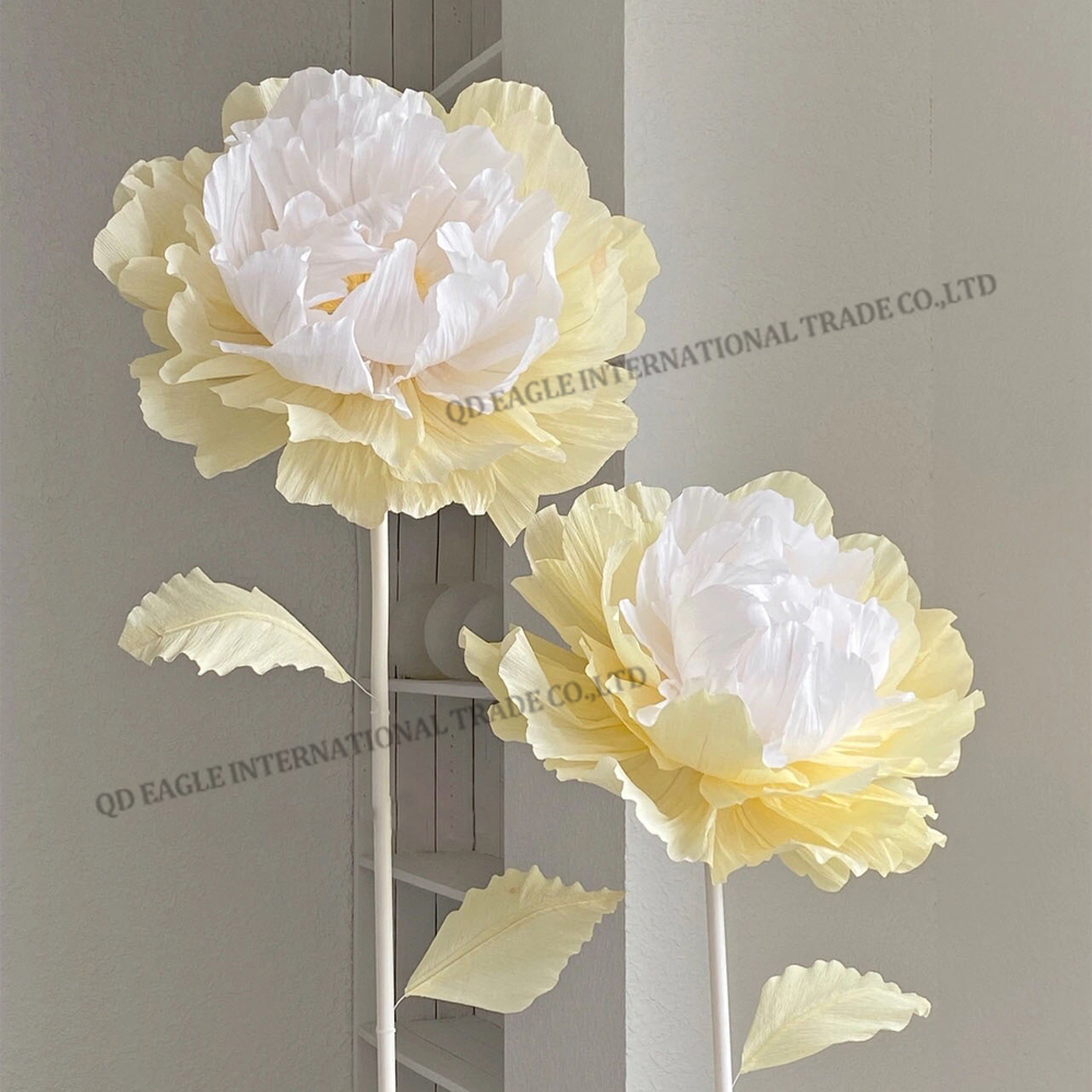Yellow and white paper peony flower
