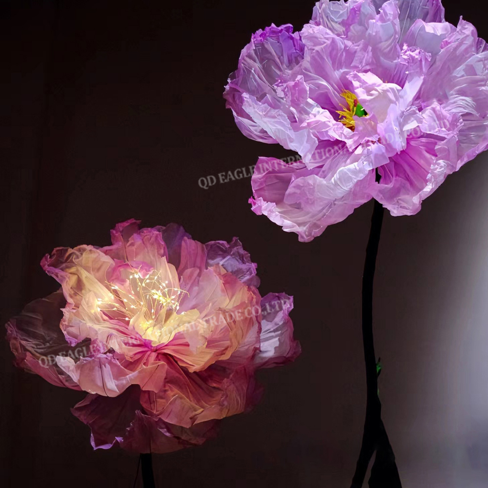 High quality With Light silk poppy free standing flower set