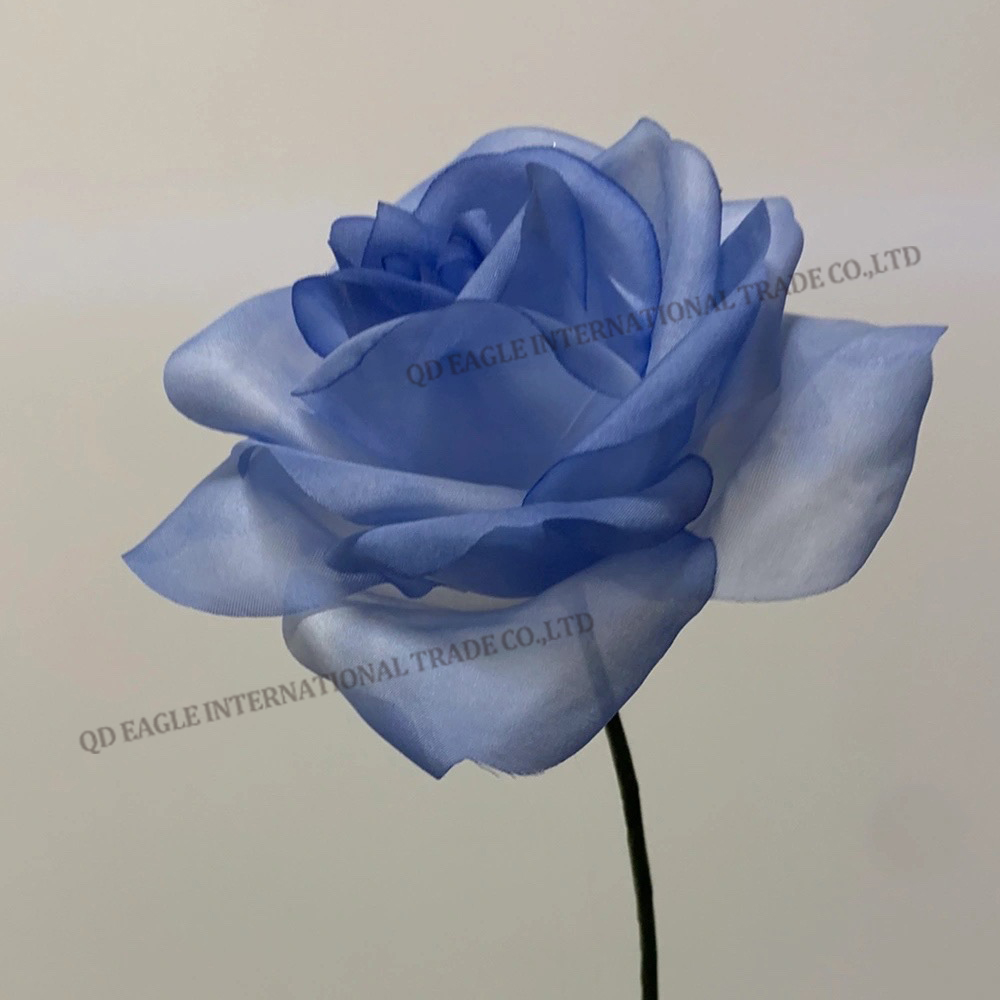 Handmade artificial blue silk rose flower