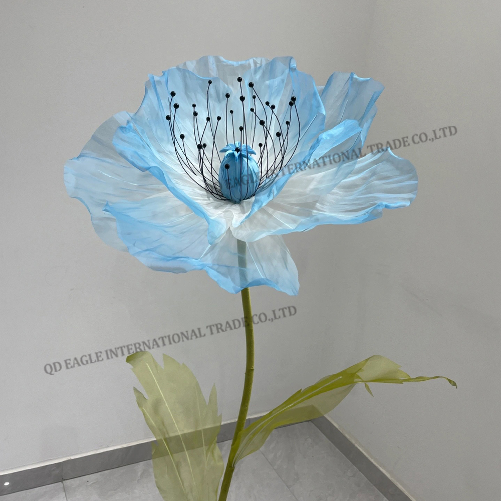 Event party decor handmade giant silk poppy flower