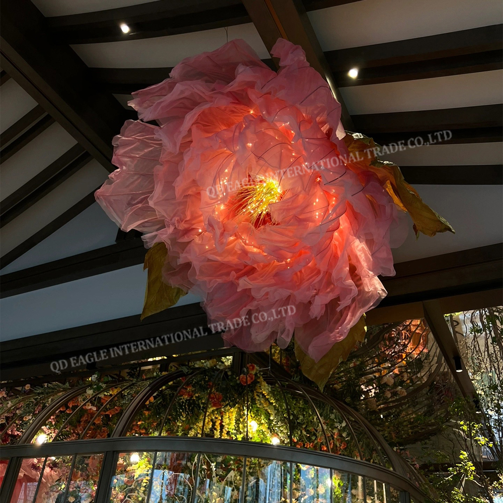 Handmade Bespoke colorful ceiling silk peony giant flower