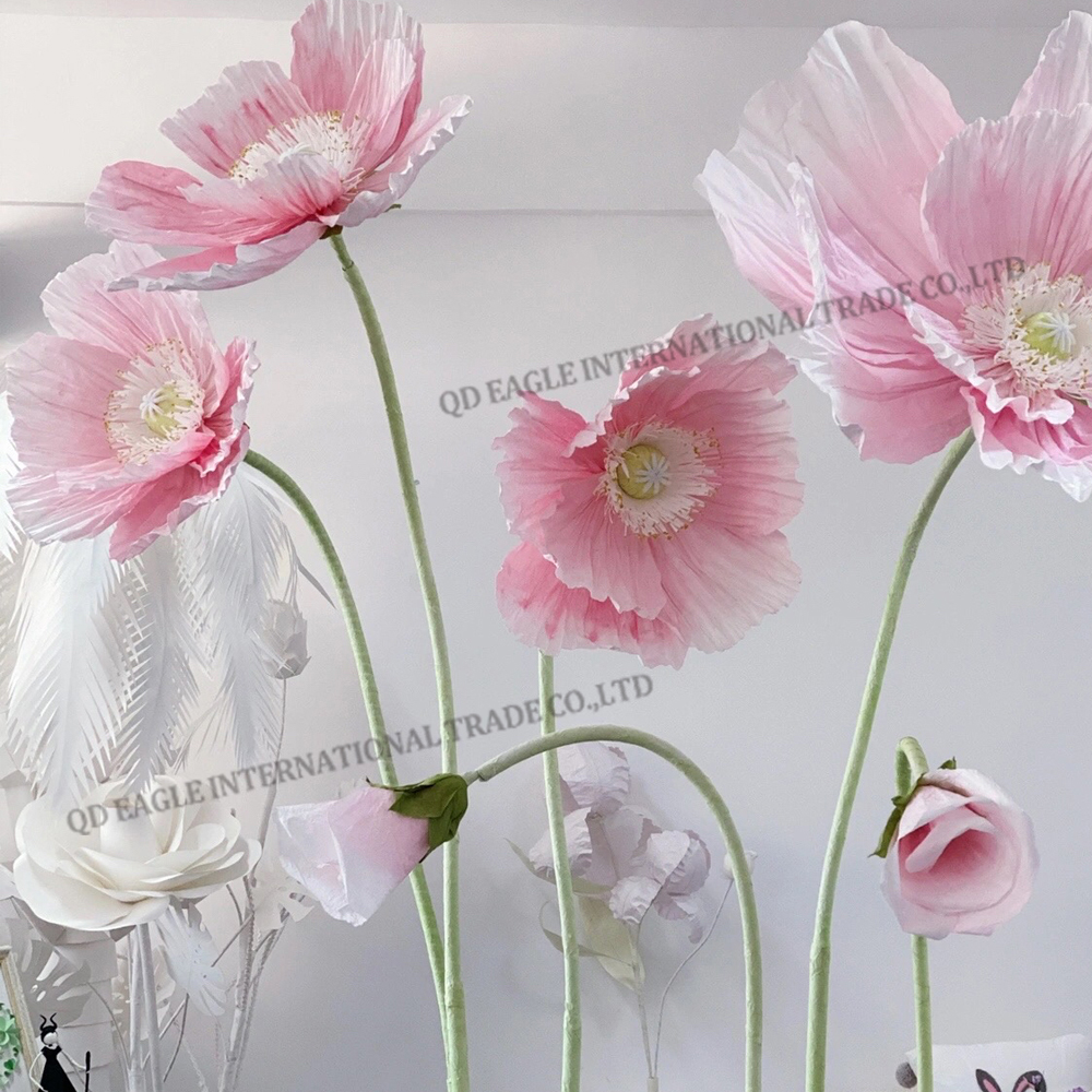 Giant paper pink color poppy flower