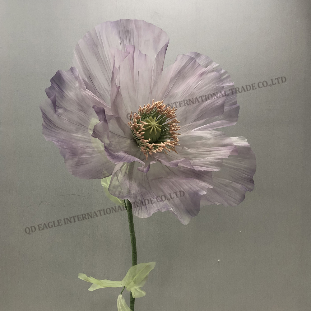 Purple giant silk poppy free standing silk flowers luxury home decoration flower wedding event store shop window display