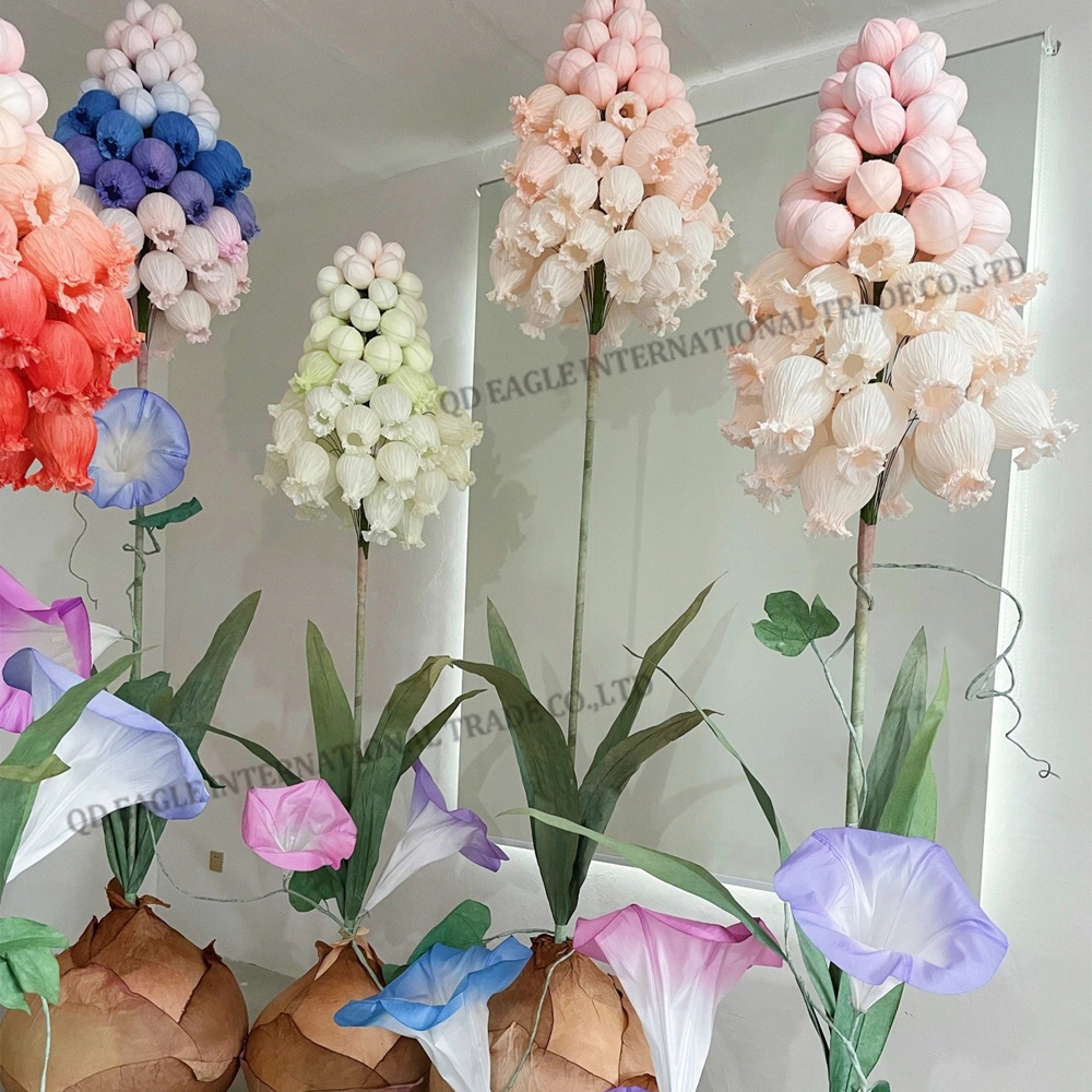 Store display stage backdrop decorative artificial flower customized giant grape hyacinth for wedding party decoration flowers set