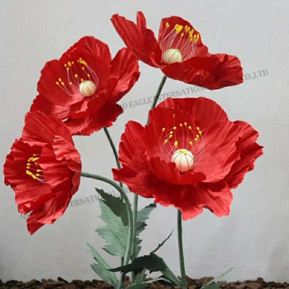 New style handmade giant red color poppy flower