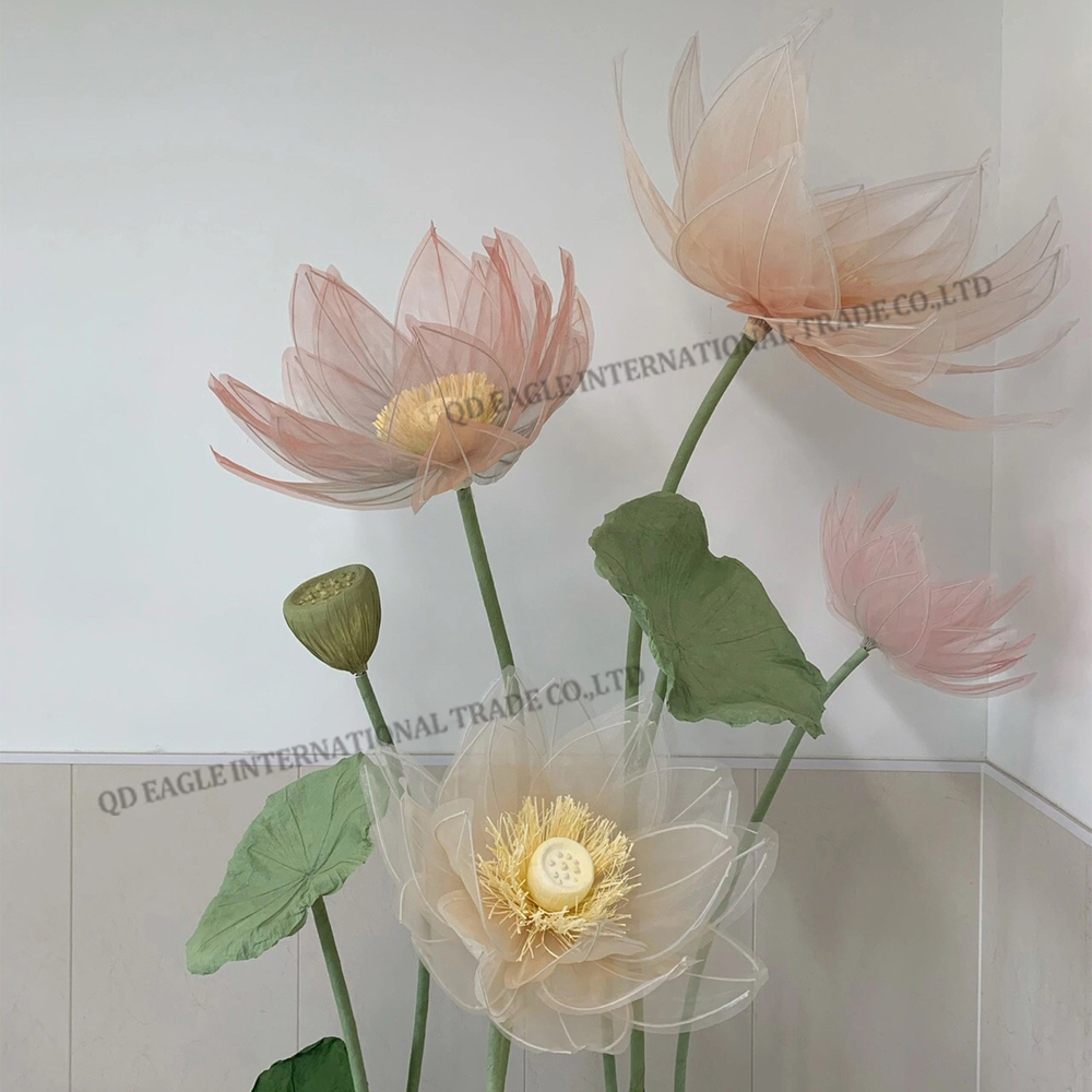 Wholesale Large Tall Giant Silk lotus Stand Set Real Touch Artificial Standing Giant Flower for Wedding Event