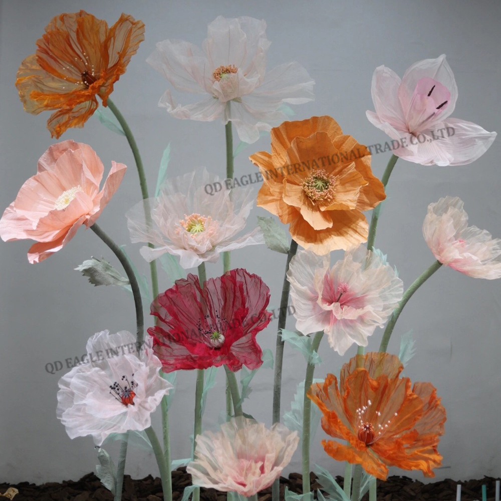 Large flowers crepe paper poppy flowers for bac...
