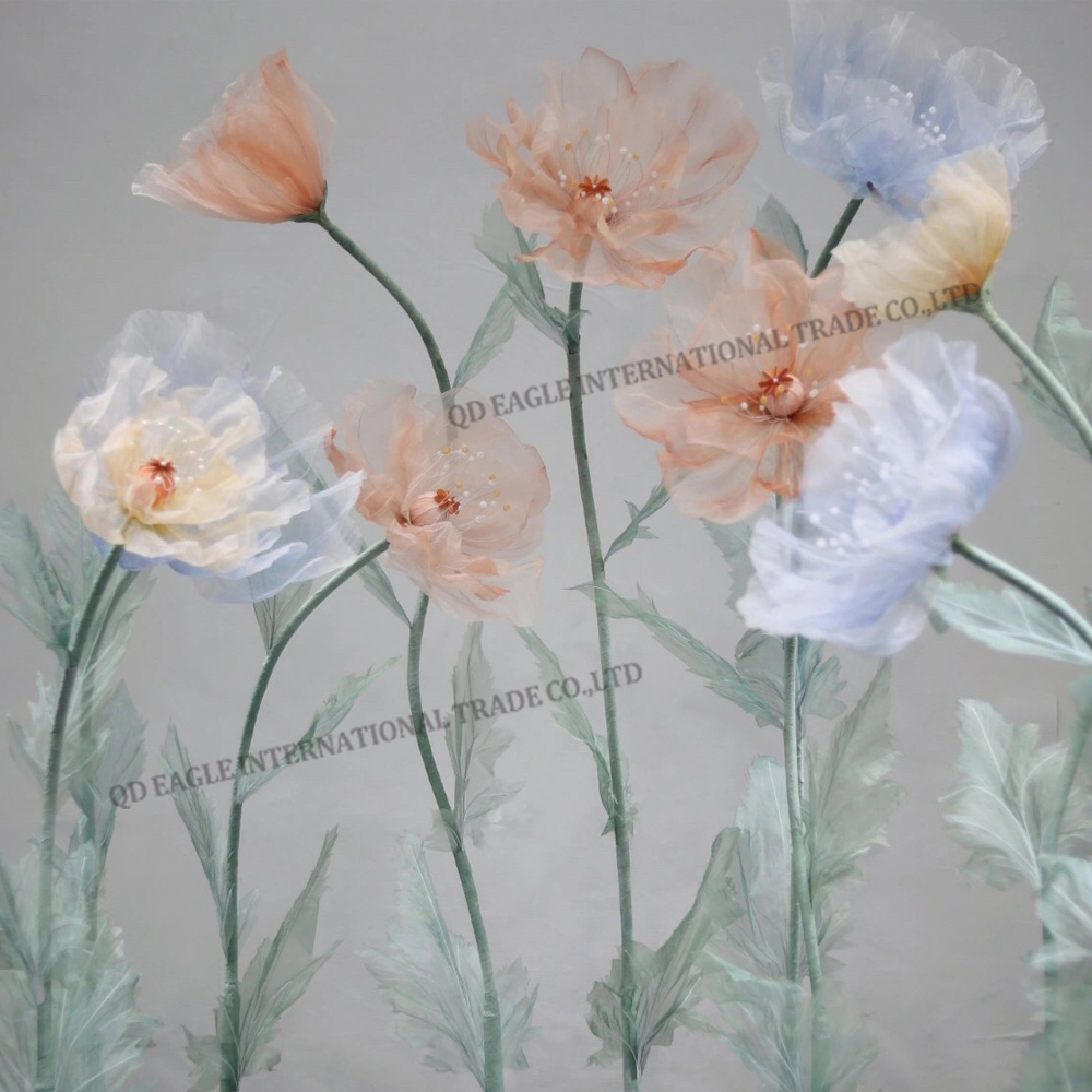 Bright and elegant color customized silk poppy ...