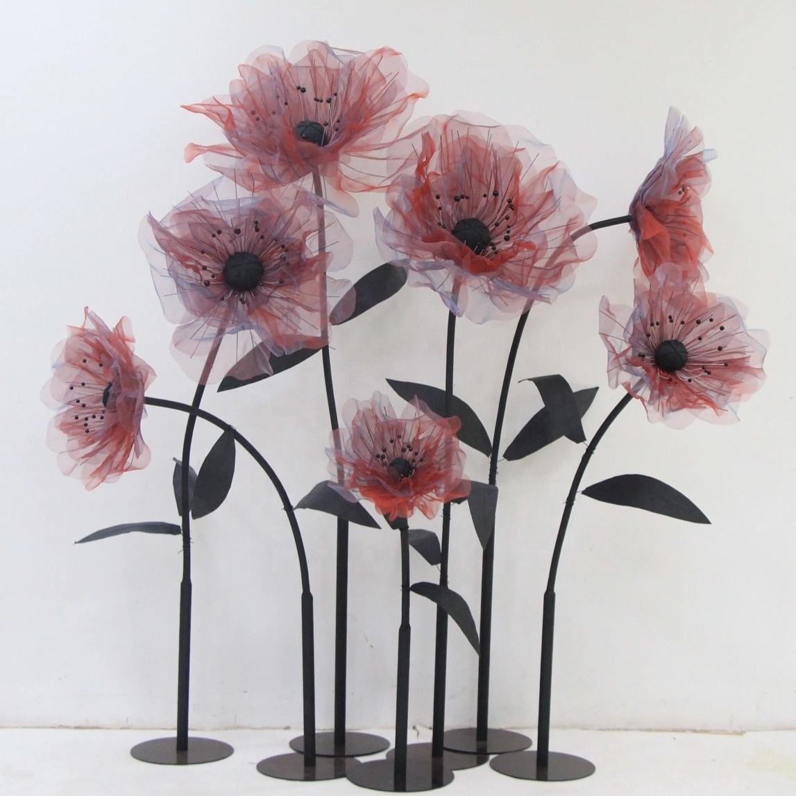 Handmade organza poppy giant flower