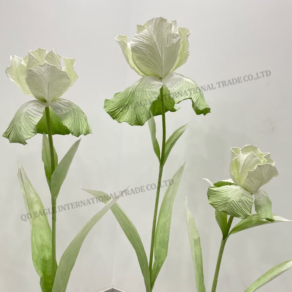 High-end customized artificial giant paper green color iris flower