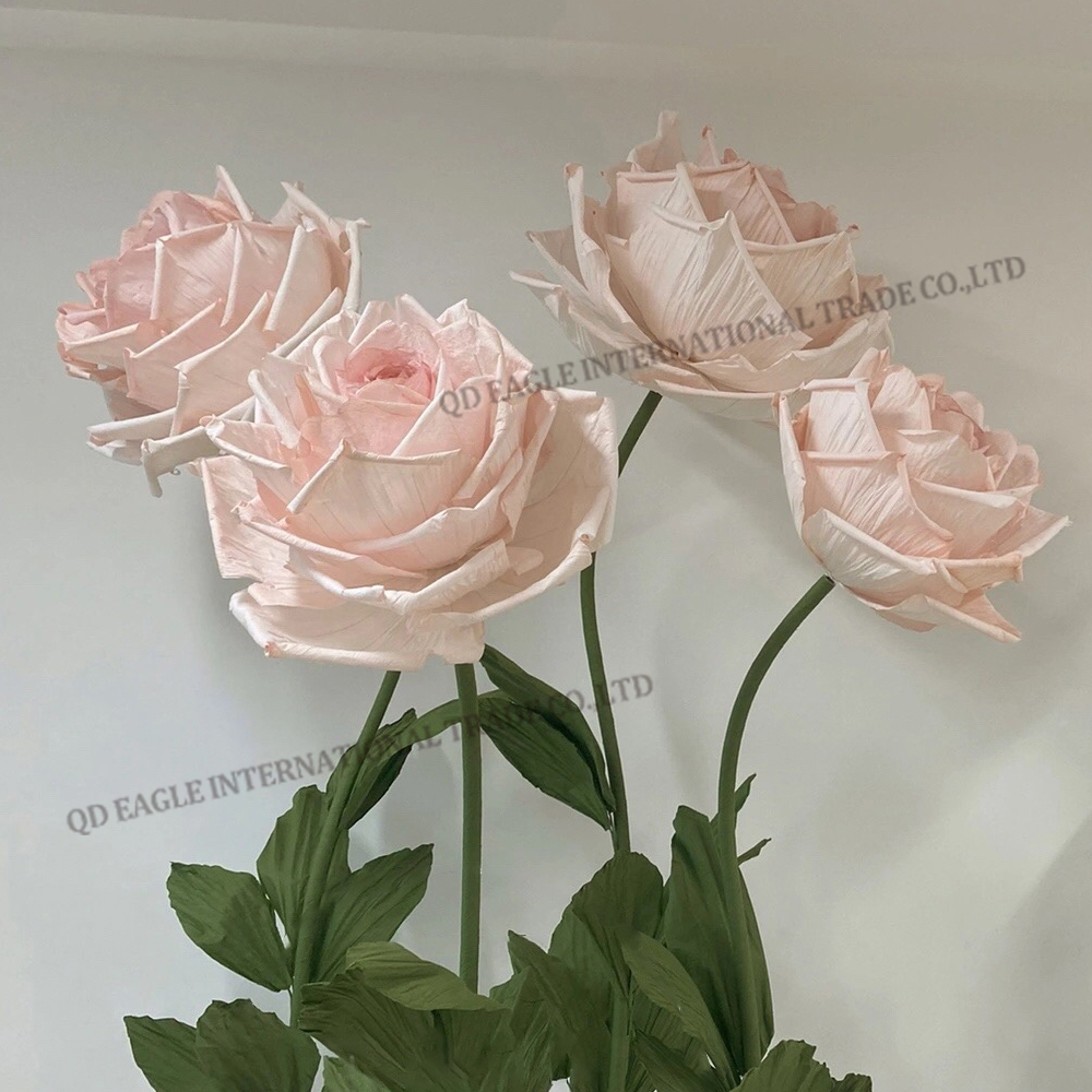 Handmade Large Tall Giant champagne pink Paper Rose flower