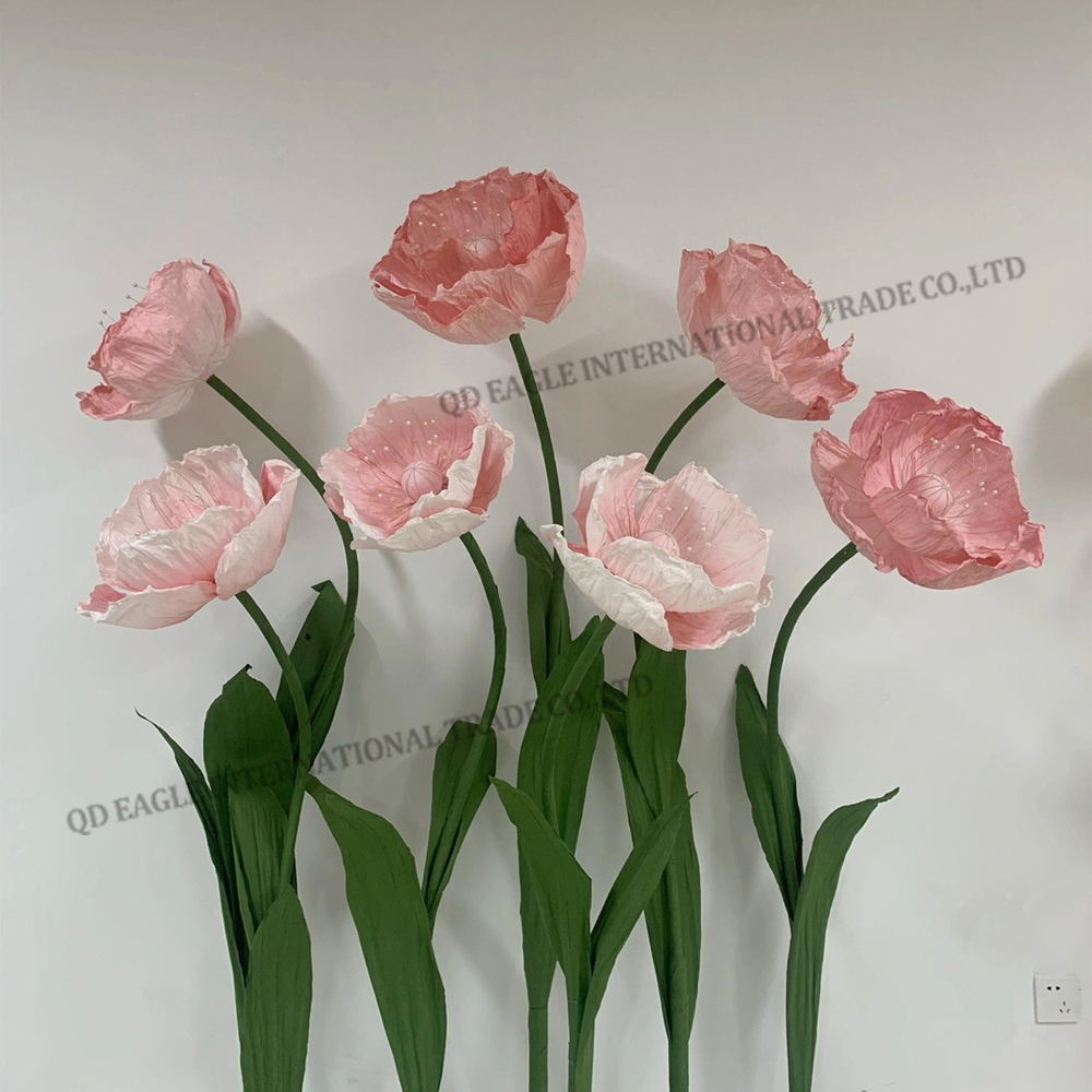 Handmade paper poppy giant flowers set