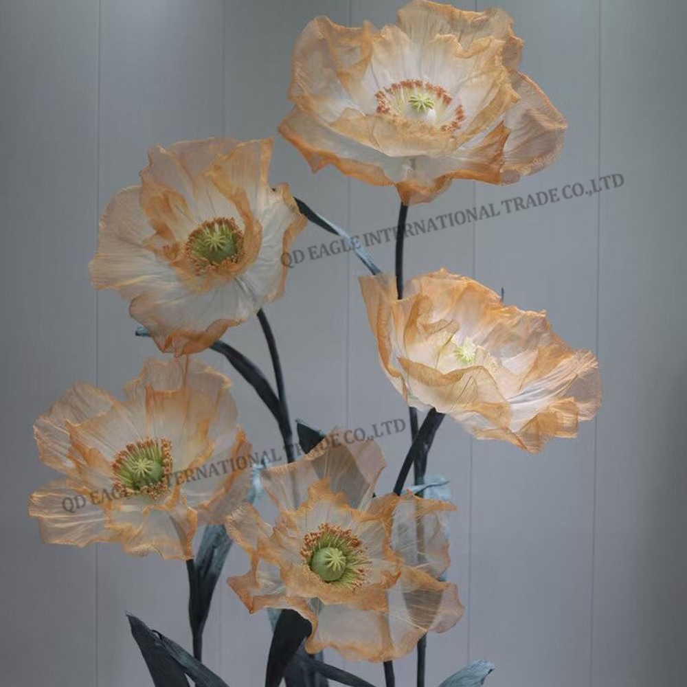 Customized giant organza poppy colorful articif...