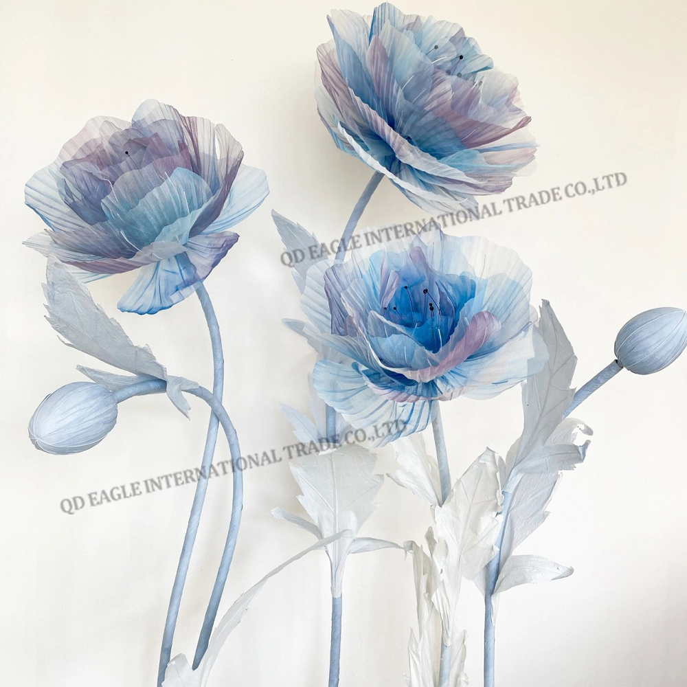 Handmade gradient silk poppy flower set