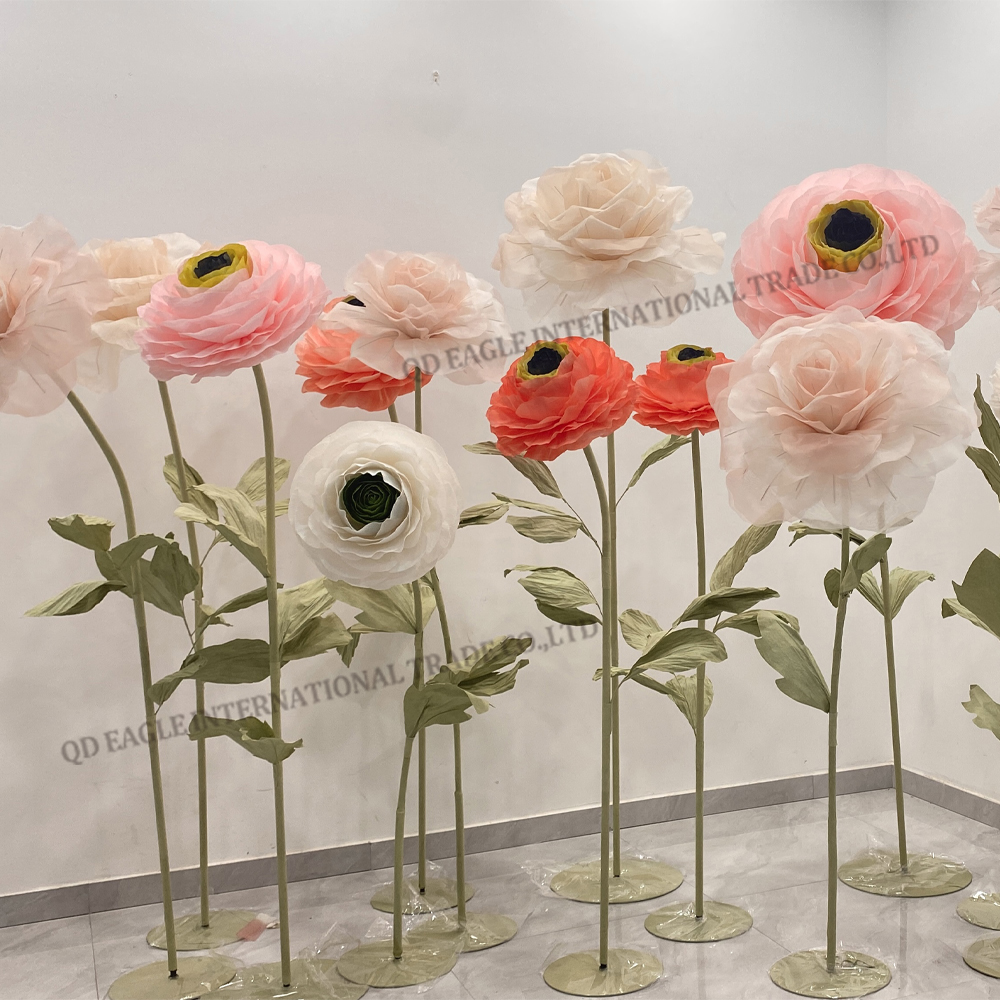 Handmade giant paper peony flower set